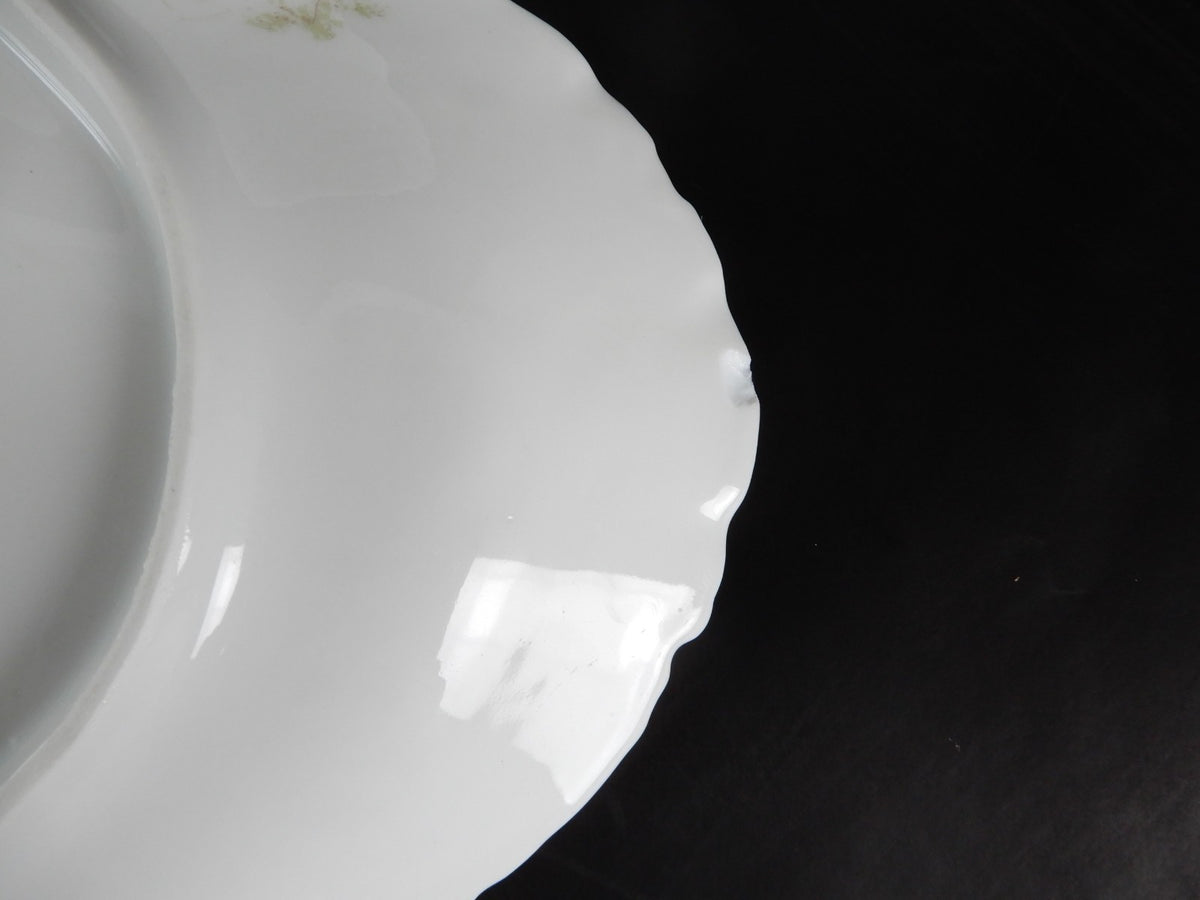 Set of 2 Haviland Limoges Pink and Blue Flowers 11-3/8" Serving Platters Chipped
