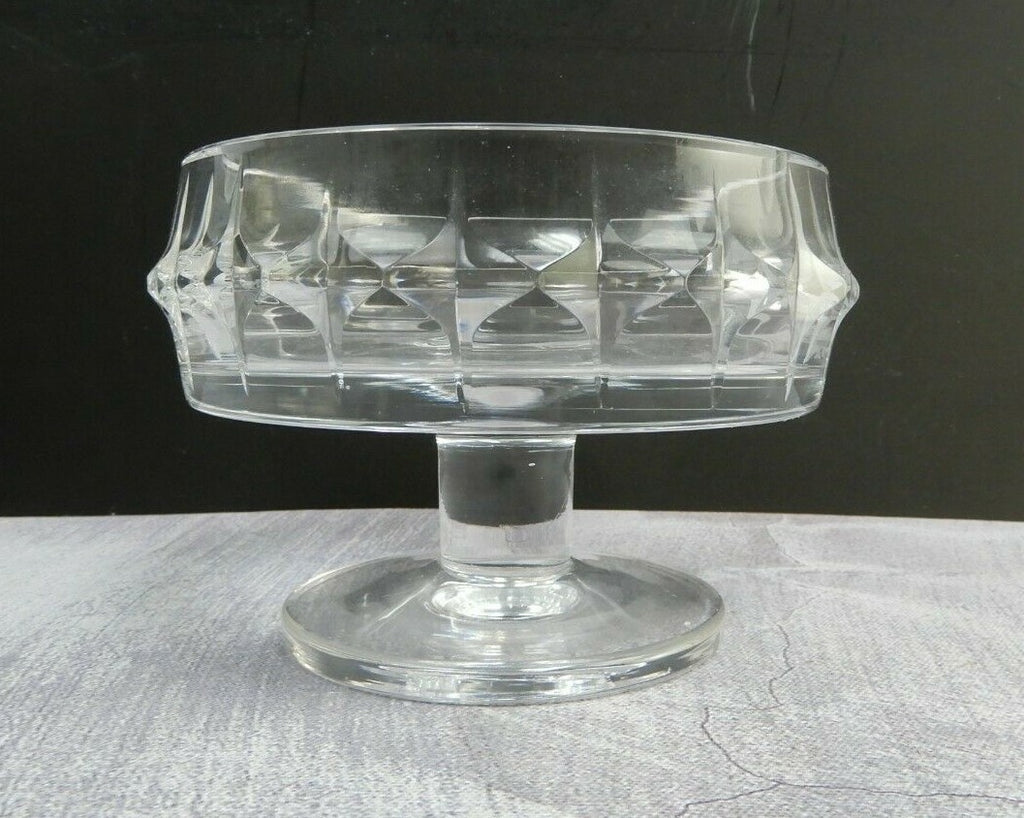 Vintage Crystal Glass Round Compote Signed