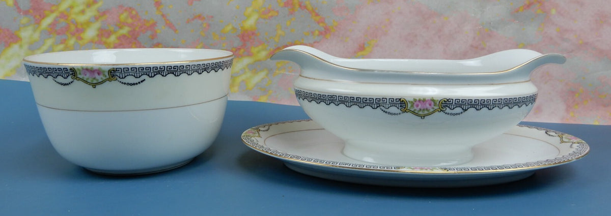 Vintage  Cranberry  Bowl and Gravy Boat  "DEERLODGE"  Made in Japan