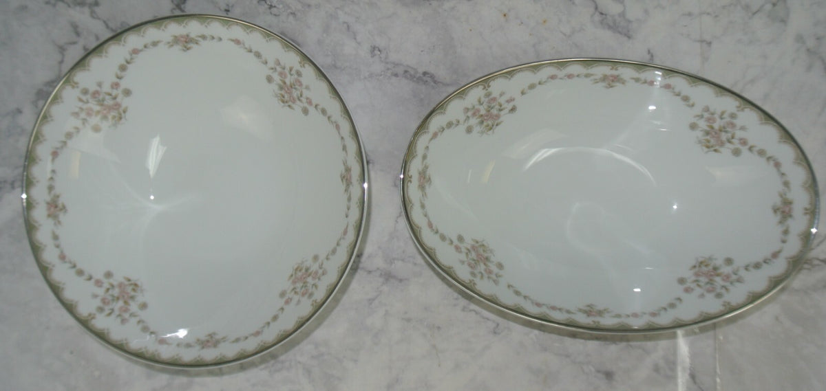 Vintage Porcelain Noritake Garland 5906 Pattern Oval and Round Serving Bowls