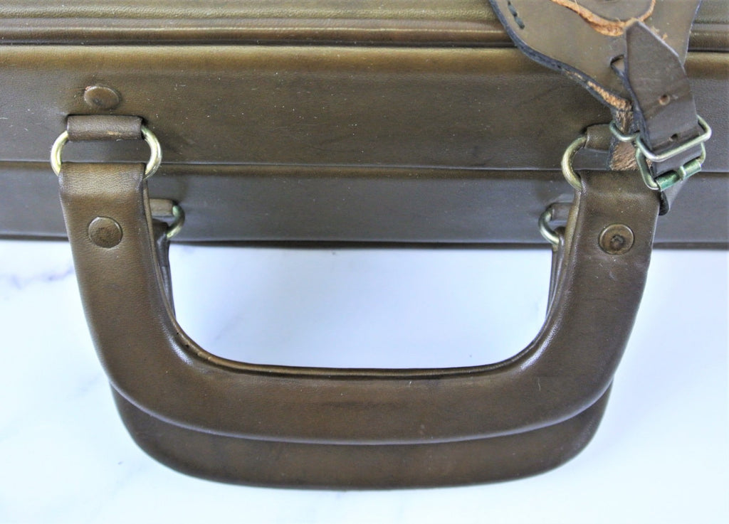 Original 1940s 1950s Vintage Light Brown Leather Luggage Suitcase