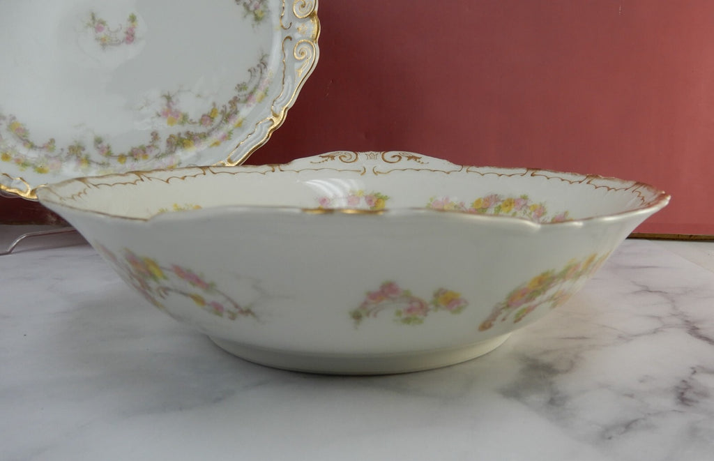 Haviland & Co Limoges Schleiger 475e Pattern Round Bowl and 10-5/8" Platter