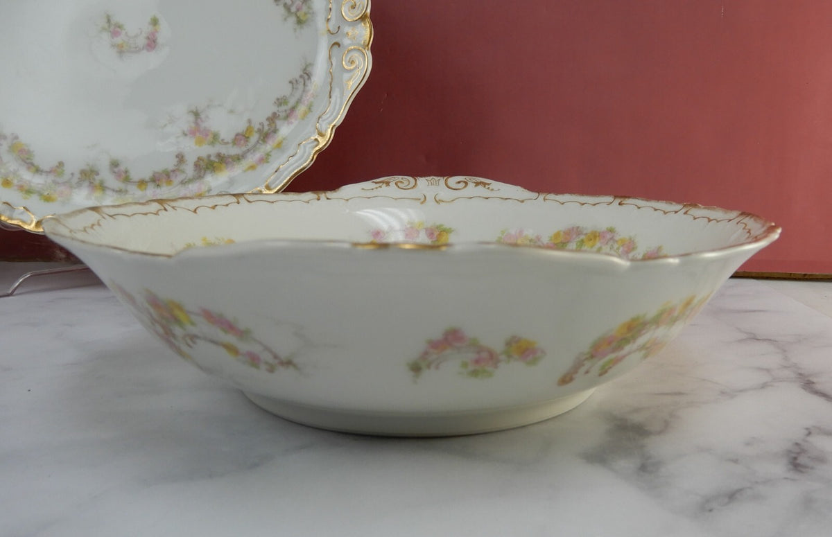 Haviland & Co Limoges Schleiger 475e Pattern Round Bowl and 10-5/8" Platter