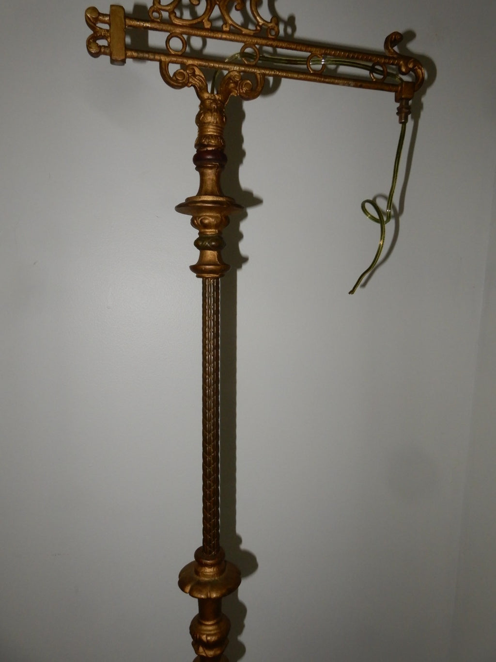 Antique Cast Iron Bridged Ornate Floor Lamp 61-1/4" Tall Needs Repair
