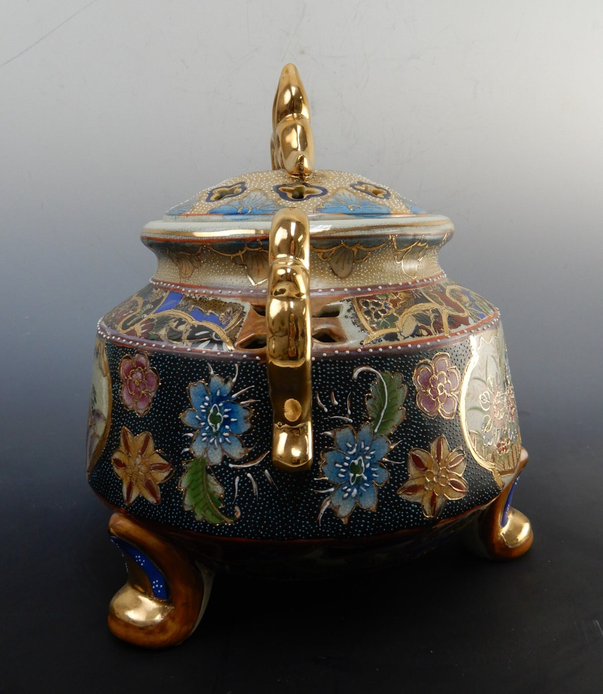 Vintage Big 9" Porcelain Incense Burner Ceramic Censer Tripod