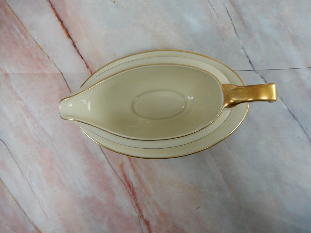Vintage Eamag Schönwald Bavaria Gold and Cobalt Blue Rim Gravy Boat
