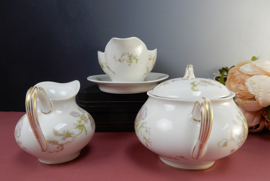 Vintage Haviland Limoges Schleiger 79,Gravy Boat,Sugar Bowl & Creamer