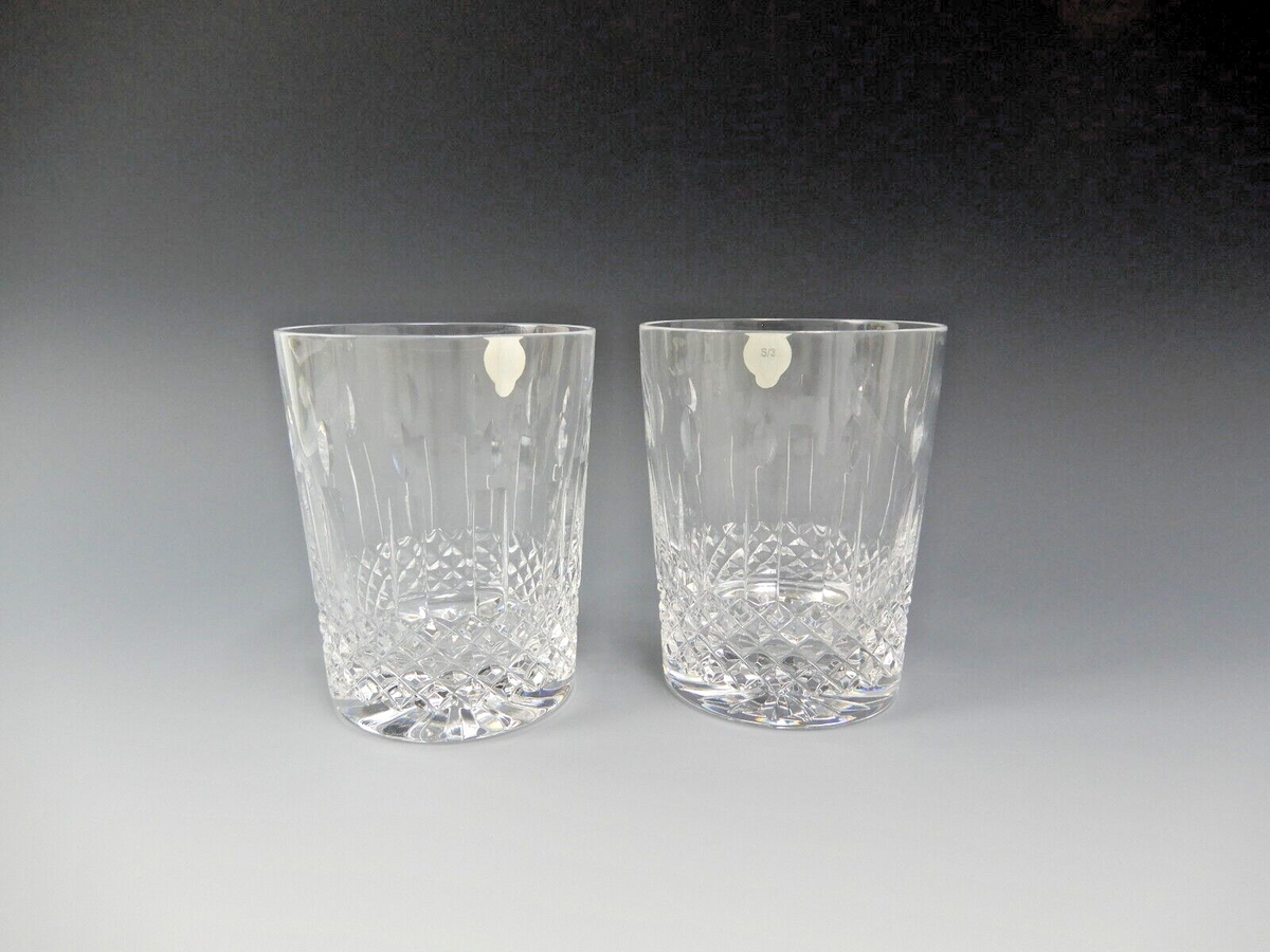 Set of Two Waterford  Crystal Happy Birthday Double Old Fashioned Glasses 12 oz