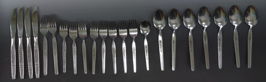 22 Piece of NASCO Sevita Repousse Floral Stainless Steel Made in Japan