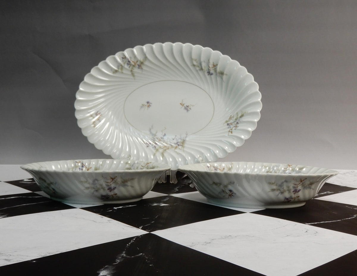 Vintage Haviland Limoges "Orsay" Made in France 15-3/4" Platter &Two Oval Bowls