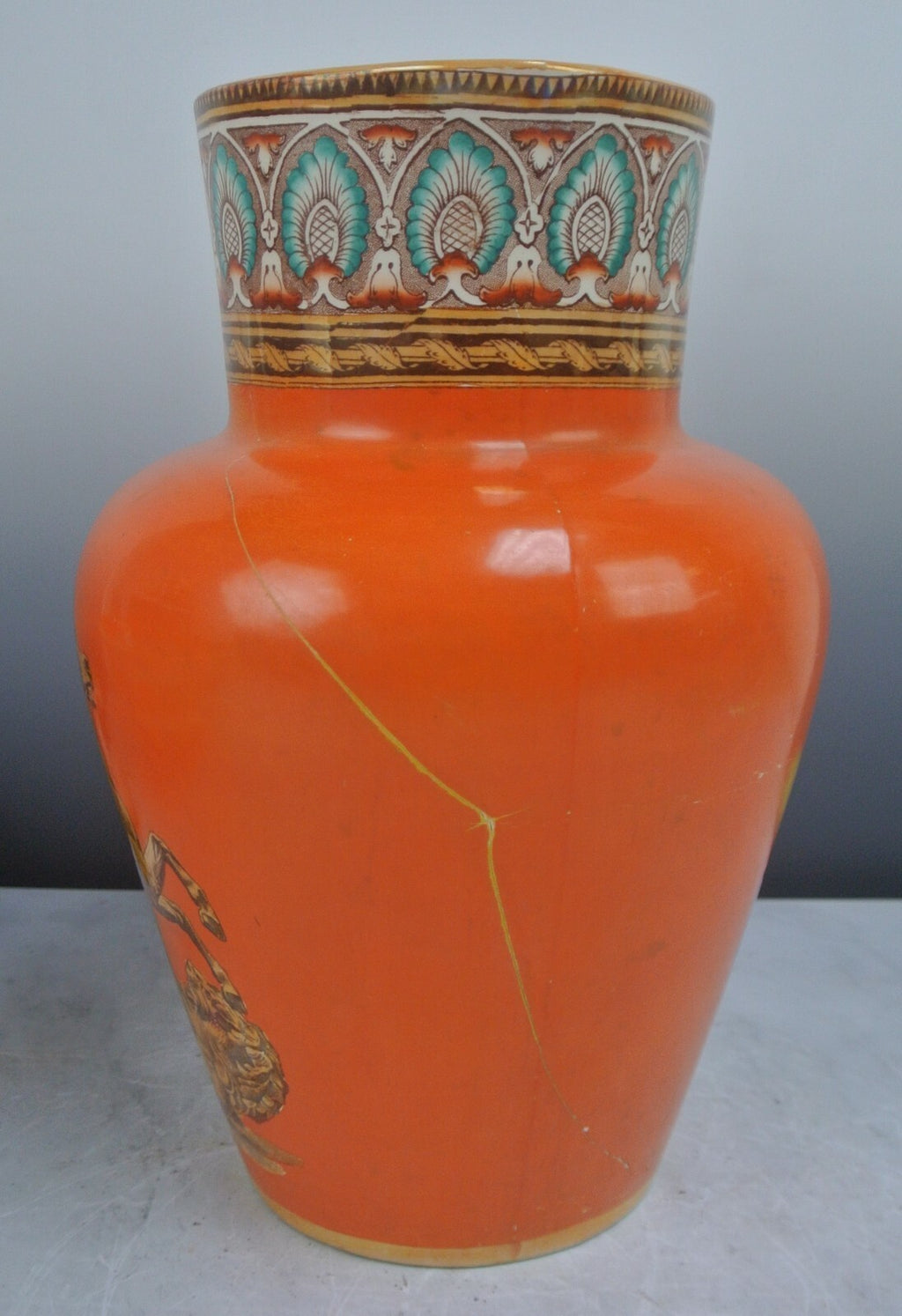 Vintage Furnival Ironstone Pottery Pitcher with Lion Fighter