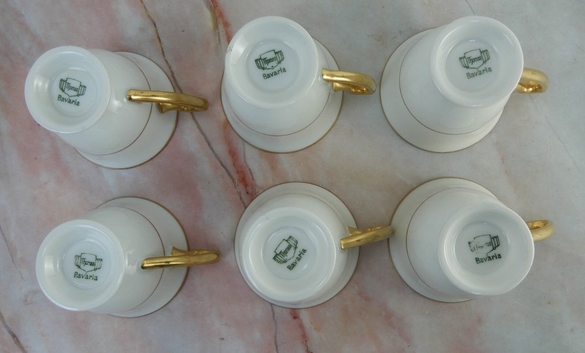 Thomas Bavaria Demitasse Set of 6 Chocolate Cups & Saucers Greek Key Design
