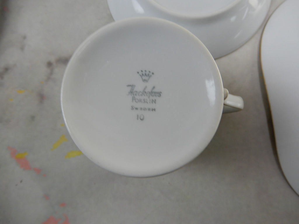 21 Set of Sweden Hackefors Porslin with Blue Roses Espresso Coffee Set For Six