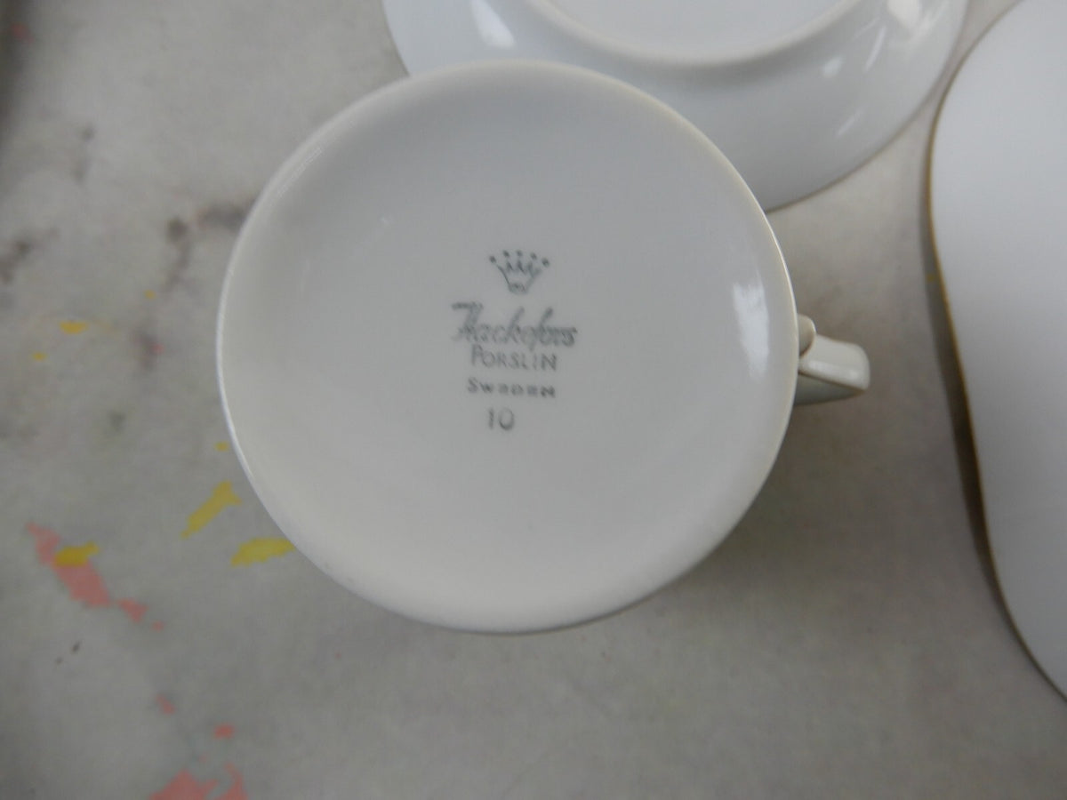 21 Set of Sweden Hackefors Porslin with Blue Roses Espresso Coffee Set For Six