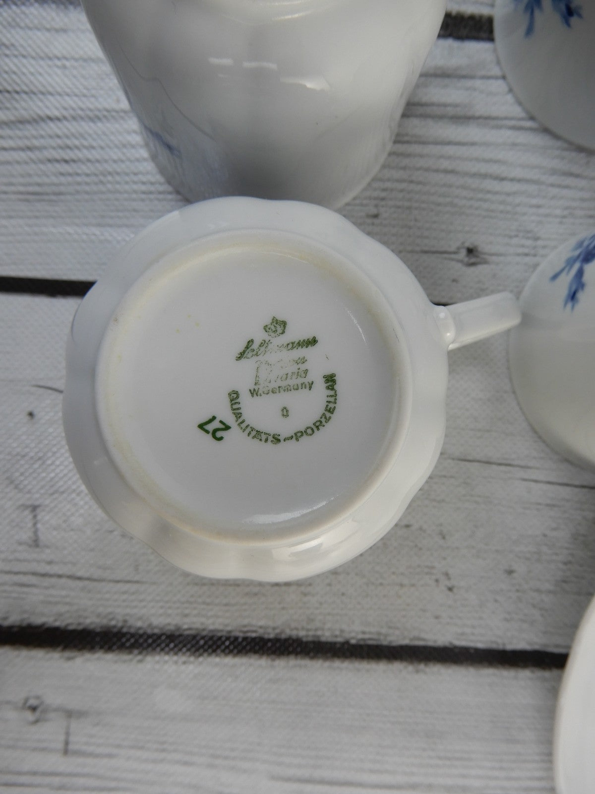 Seltmann Weiden Bavaria Cobalt Blue Roses Set of Four ~5 oz Cups and Saucers