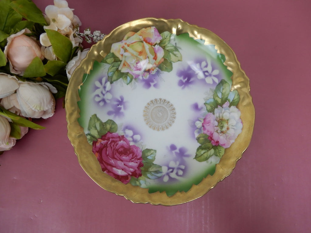 Leuchtenburg C.A.L &S Germany Porcelain with Roses Decorative 10-1/4" Bowl