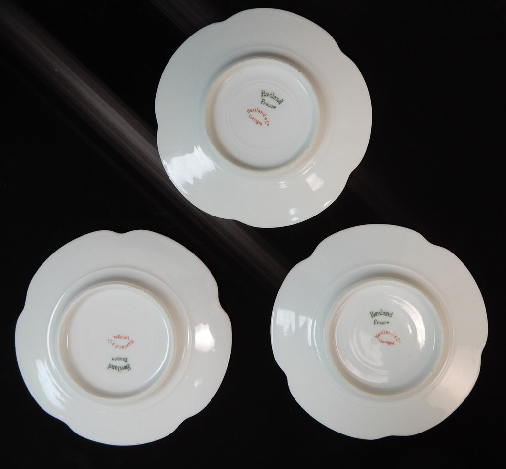 Set of three Haviland Limoges Floral Ramikins and Saucers