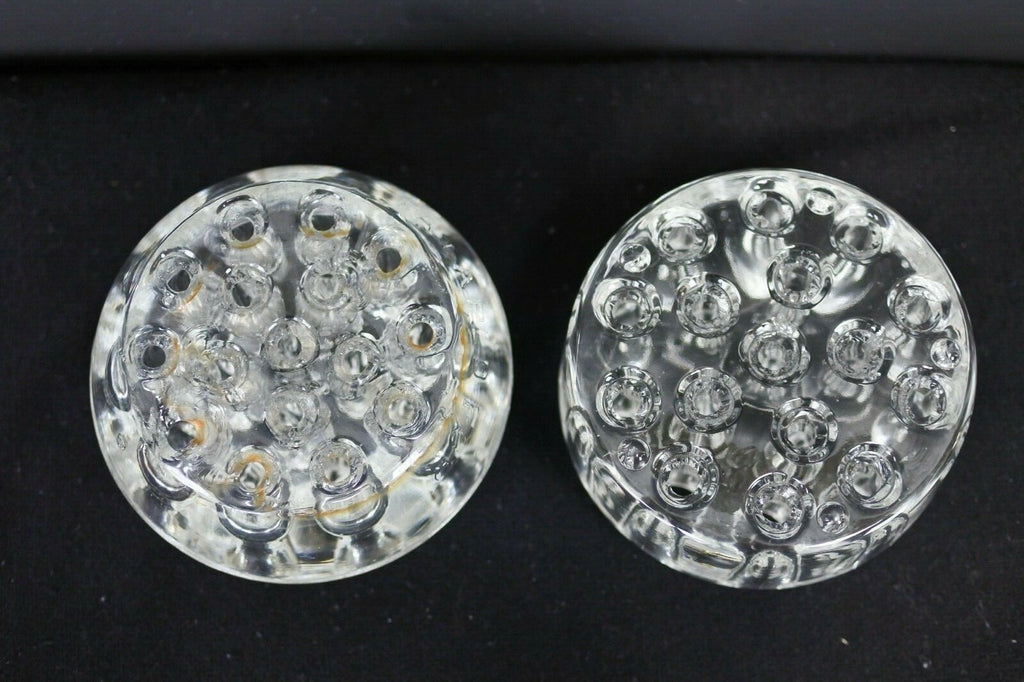 Lot Of 2 Vintage Clear Glass Flower Frog Stem Holders Floral Arranging  16 Holes
