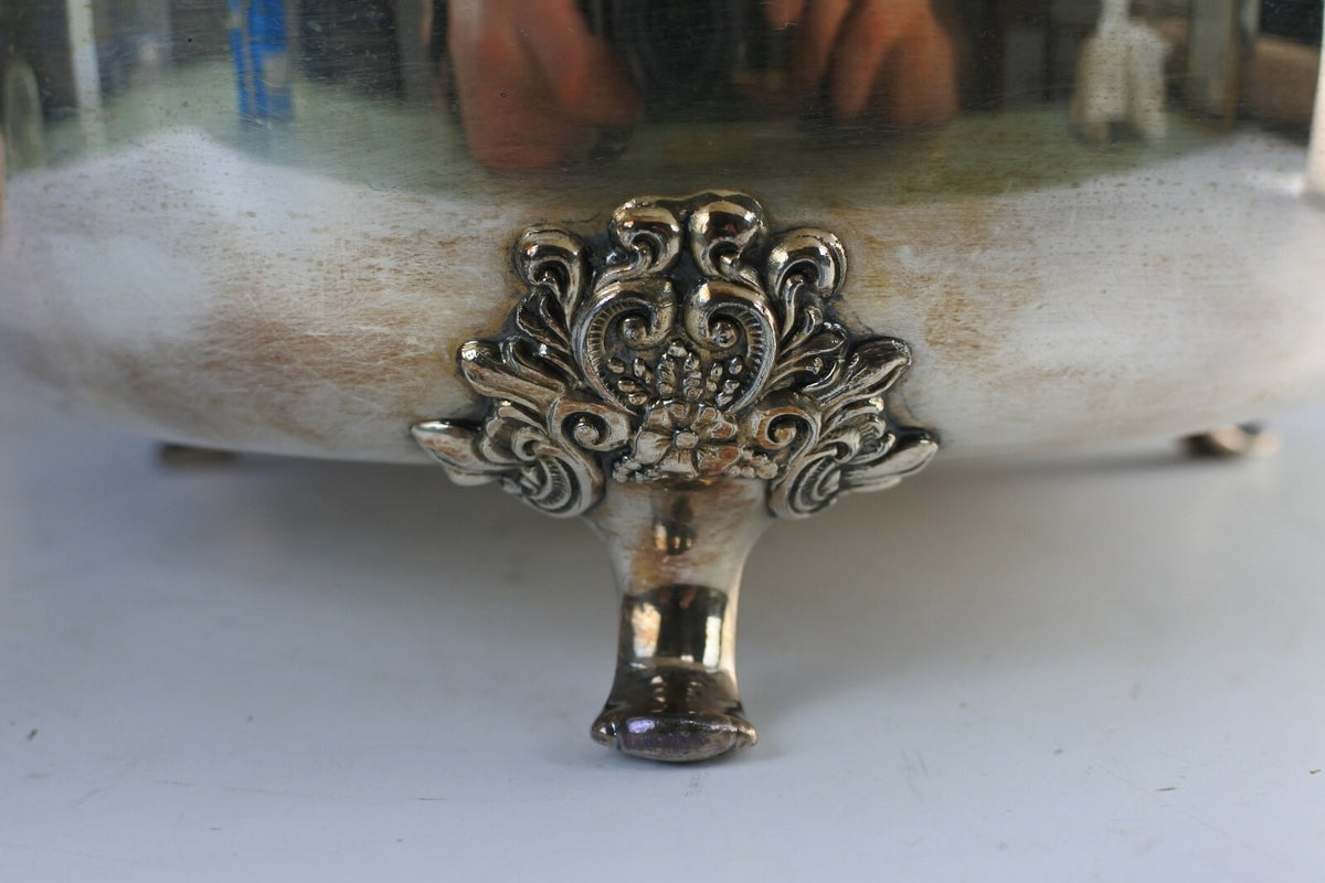 King Edward Silverplate Antique 3 Piece Serving Dish Glass Insert 7057