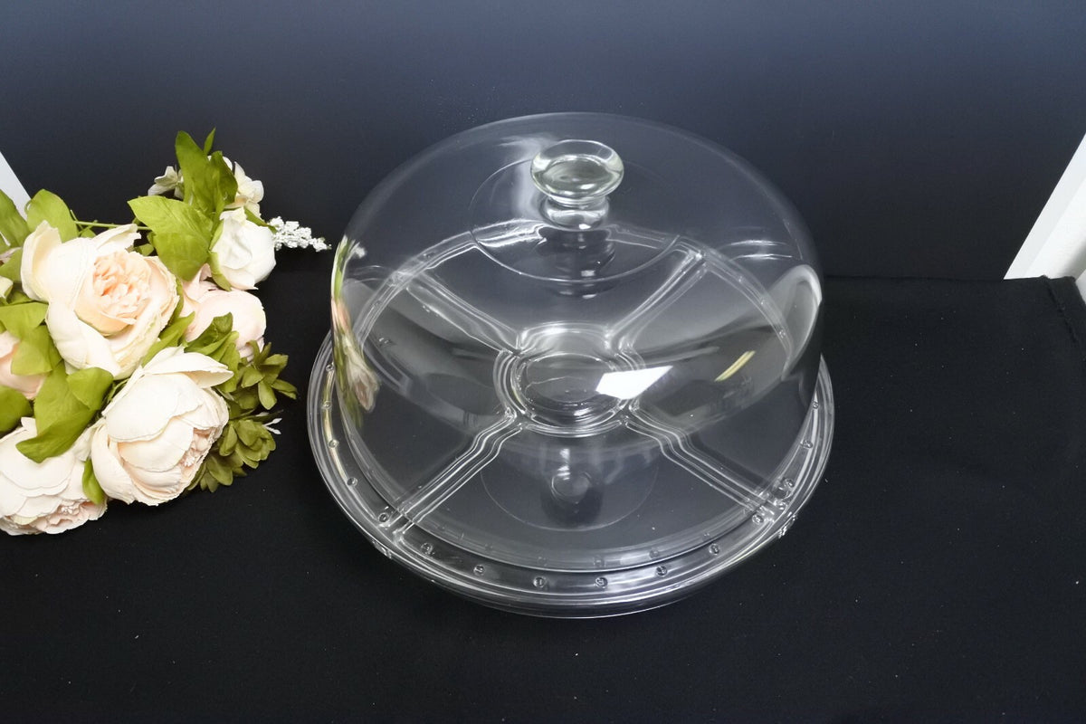 Multiuse Glass Server Punch Bowl,Chip and Dip Bowl, Cake Stand
