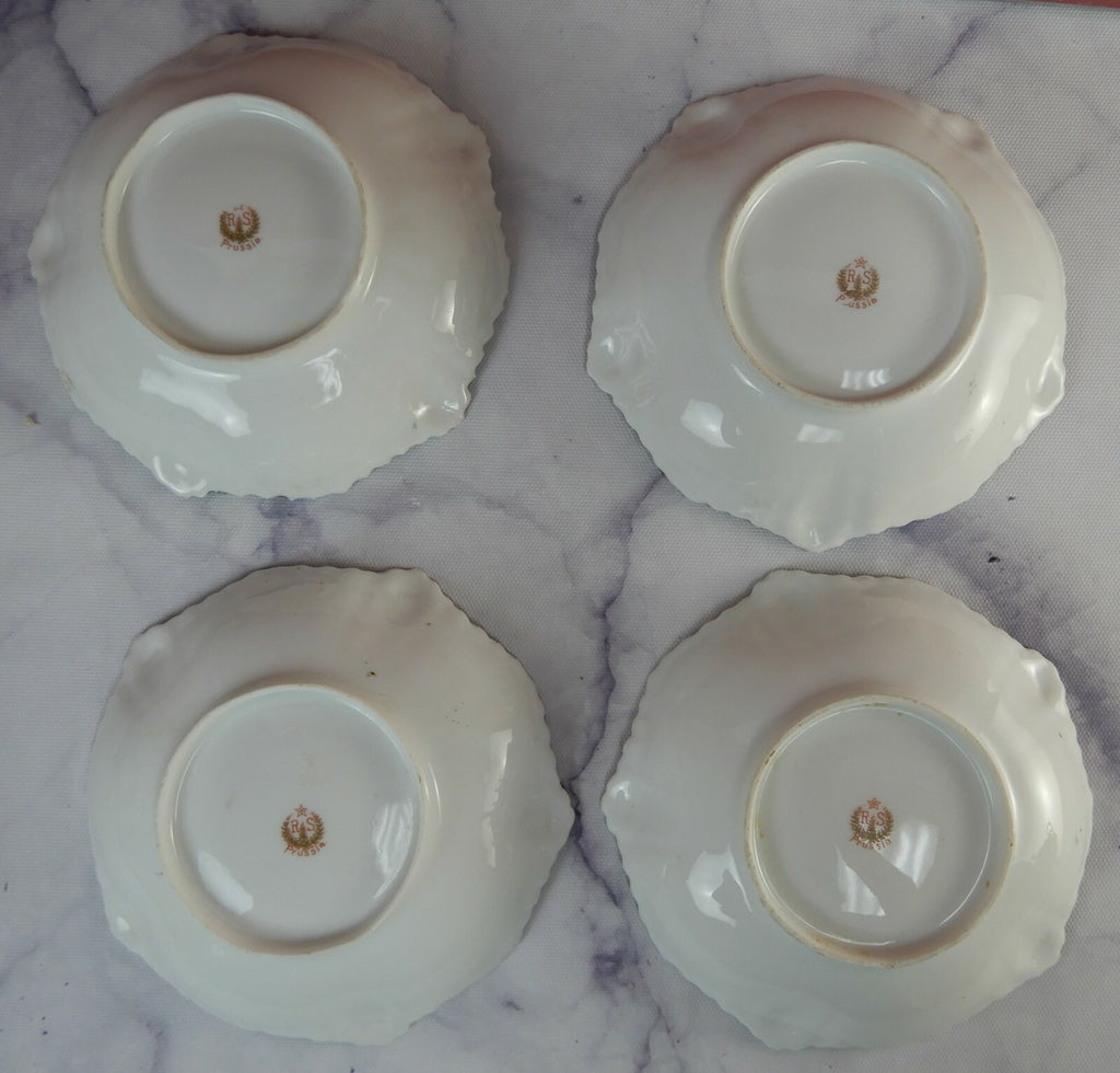 Set of 4 RS Prussia Irridecent Bowls with Roses