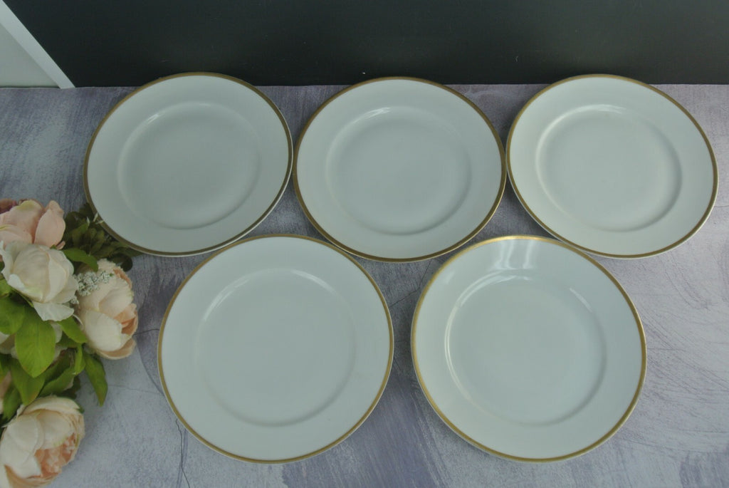 Vintage O&EG Royal Austria Meridian Gold Trim Luncheon Plates Set Of 5