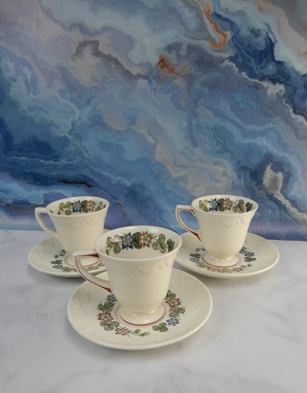 Set of 3 Wedgwood China~PEMBROKE T428 CORINTHIAN Demitasse Cups and Saucers