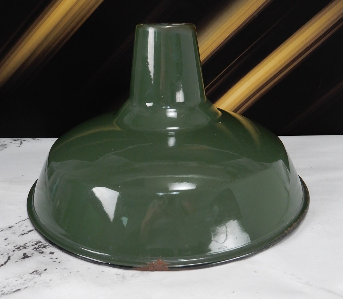 Vtg Benjamin 14” Green Porcelain Enamel Barn Light Shade Industrial Farmhouse