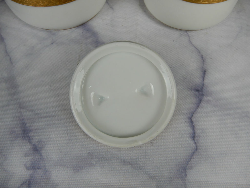 Vintage Pickard White and Gold Rims Porcelain Cream And Sugar Bowl