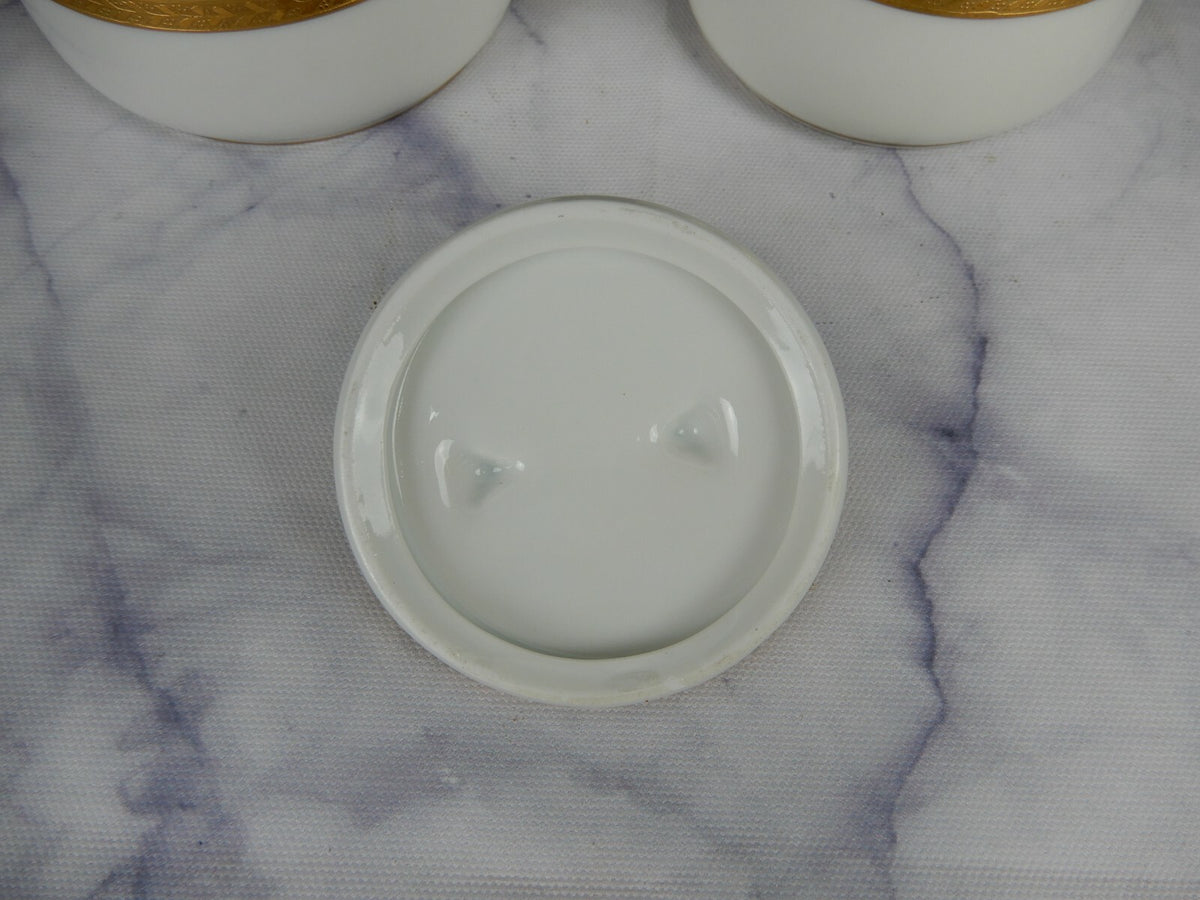 Vintage Pickard White and Gold Rims Porcelain Cream And Sugar Bowl