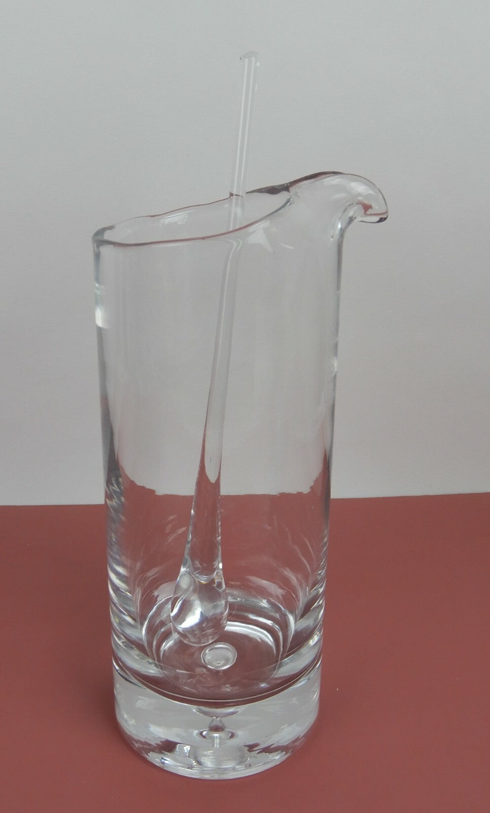 Vintage Cocktail Pitcher w/ Glass Stirrer Open Bubble in the Base 9-1/8"
