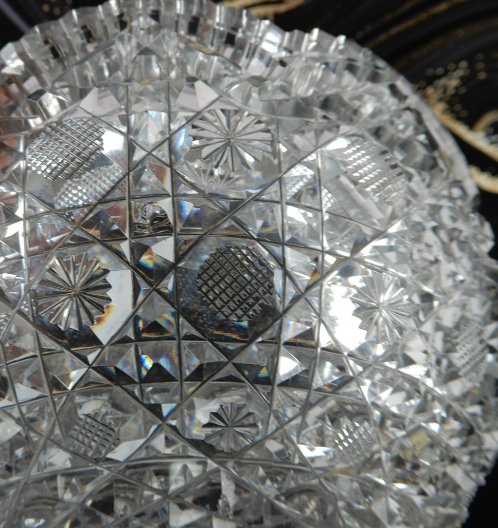 Antique The Harvard Pattern ABP Heavy Crystal Cut Glass 8" Bowl