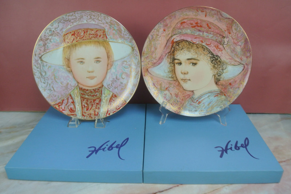 Edna Hibel Collector Plates Giselle & Gerard "A Tribute To All Children"
