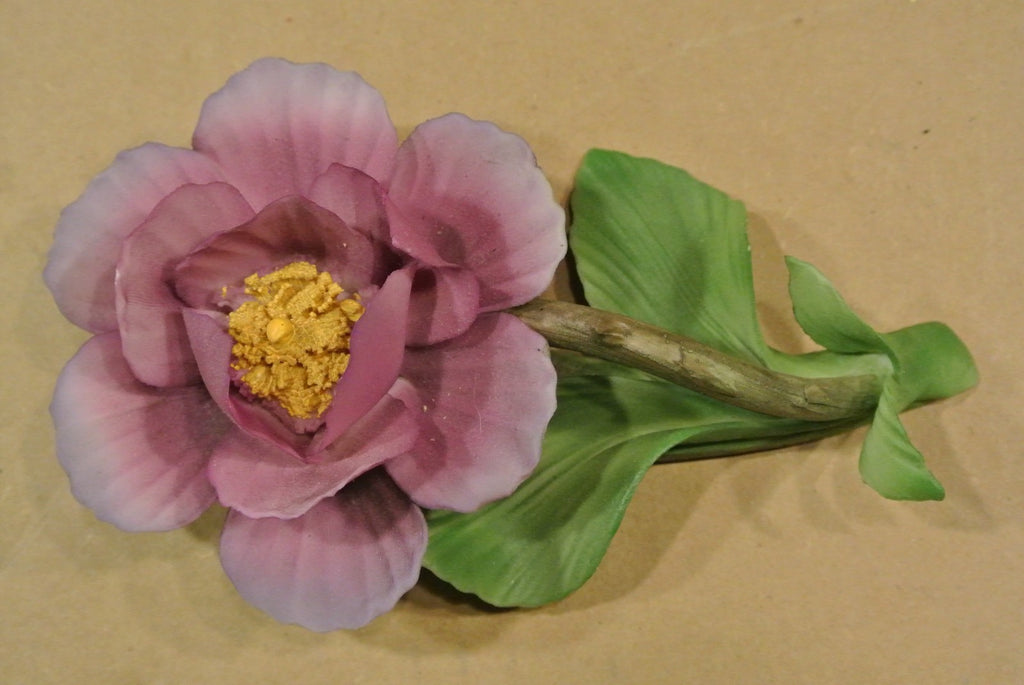Vintage Ceramic Purple Rose made in Italy. Table Décor. Flower Figure
