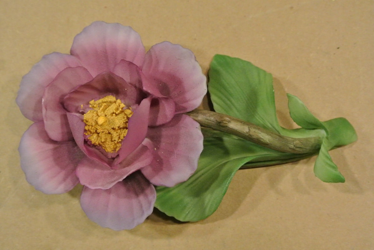 Vintage Ceramic Purple Rose made in Italy. Table Décor. Flower Figure