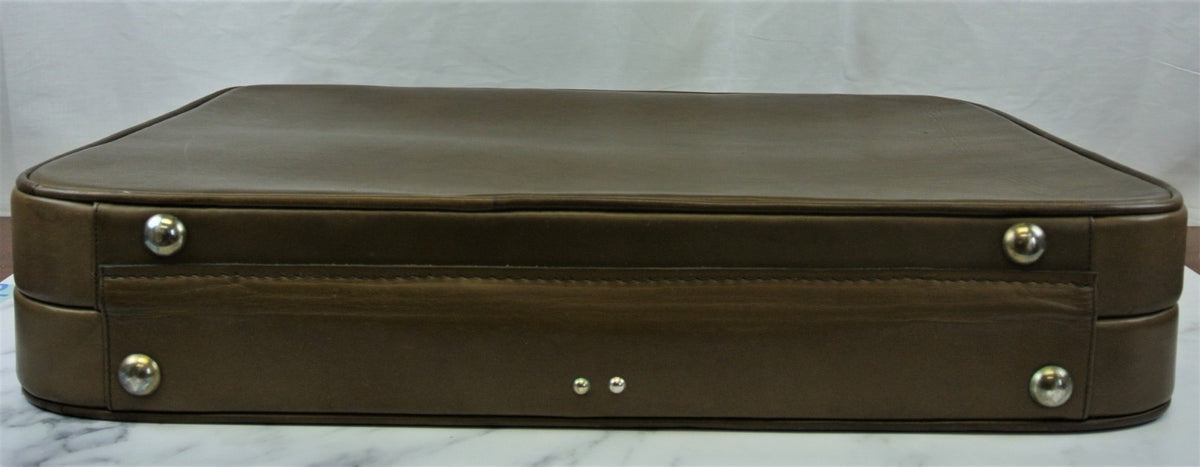 Original 1940s 1950s Vintage Light Brown Leather Luggage Suitcase