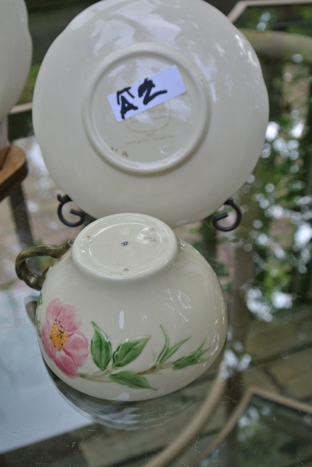 Vintage Franciscan Dessert Rose 4 cups 4 saucers With "TV Stamp " A2