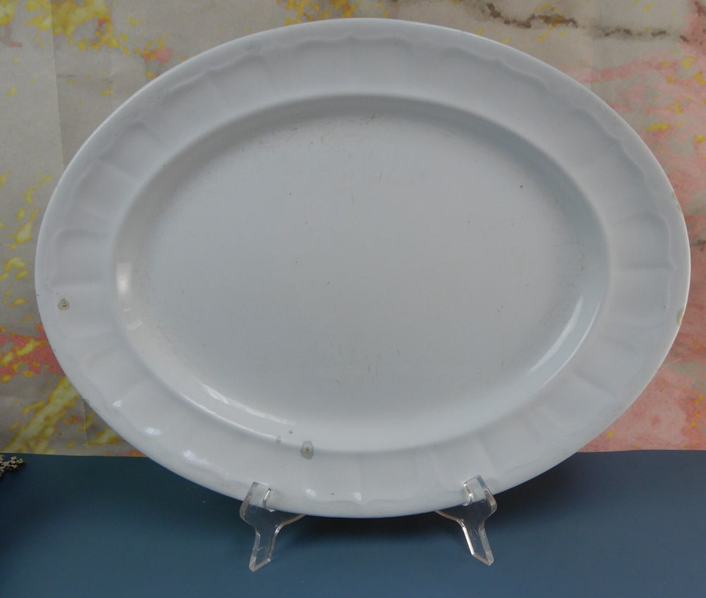 White Ironstone Oval Platter J. Edwards President Shape Burslem England, c. 1856