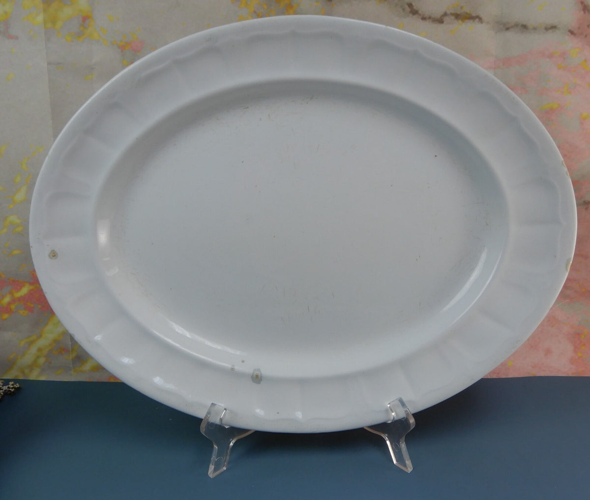 White Ironstone Oval Platter J. Edwards President Shape Burslem England, c. 1856