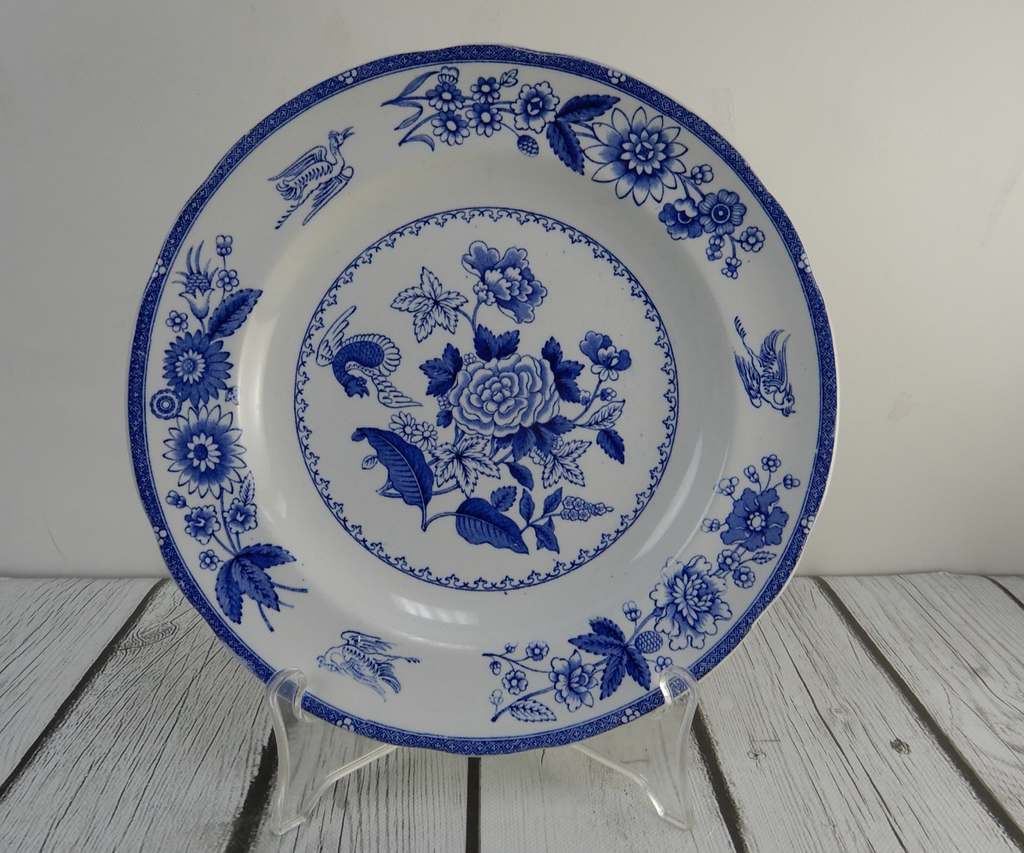 Copeland Spode "Heron" Pattern Blue Transferware,8-7/8" Luncheon Plate