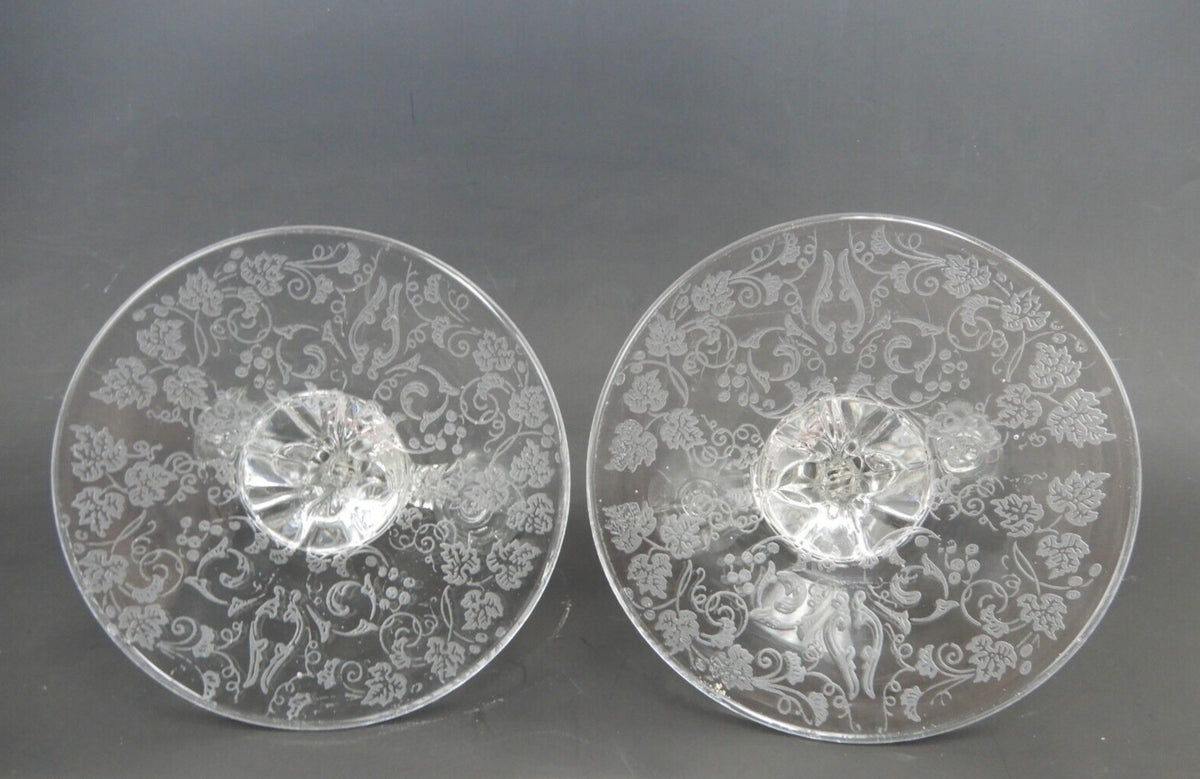 Pair of New Martinsville "Florentine" Double Light Fleur De Lis Candle Holders