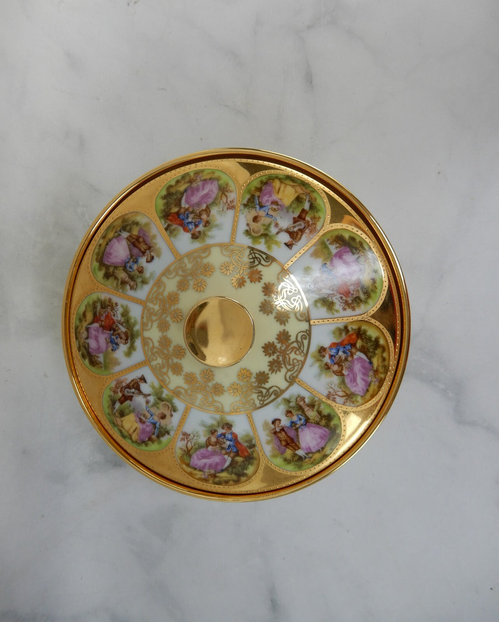 Vintage Fragonard Love Story Beehive NC West Germany Round Candy Dish With Lid
