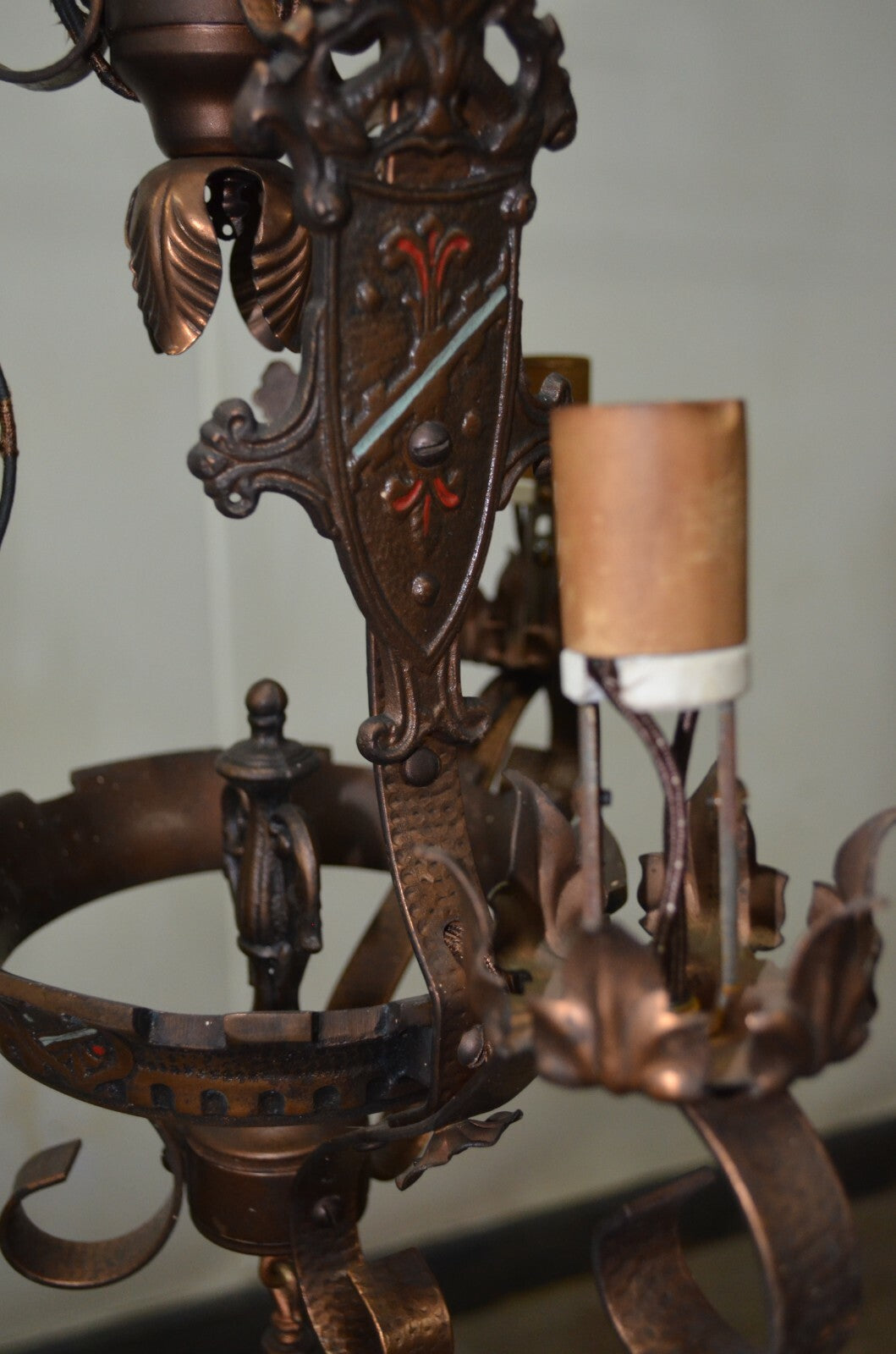 Medieval Gothic Wrought Iron Hanging Light Lamp Chandelier For Repair "5"