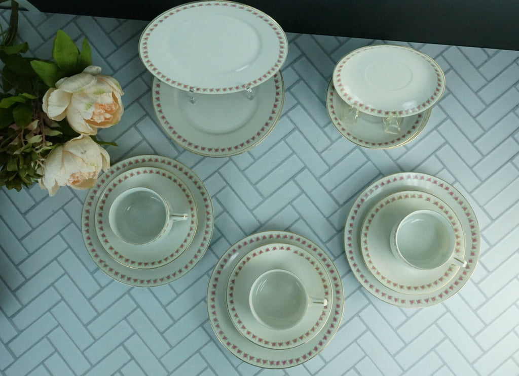15 Piece China Setting J&C Bavaria Floral China Desert Plate, Cup and Saucer