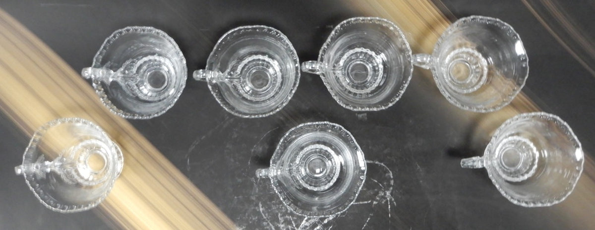 Set Of 7 Vintage Clear Glass Cambridge Glass "Gadroon" Orphan Cups