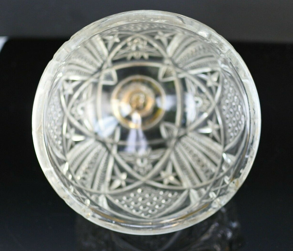 Vintage Ornate Starburst Press Glass Butter Dish With Lid