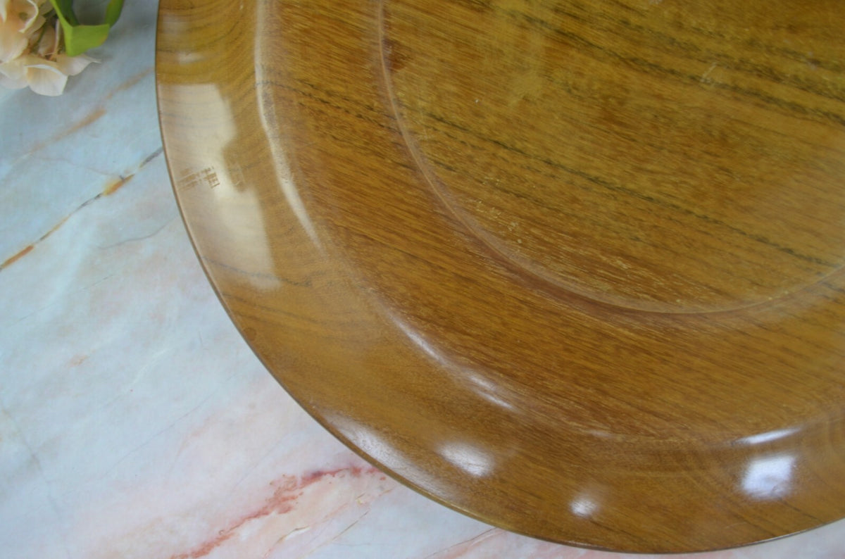 Vintage Large 19" Hand-Carved, Brown Wood Plate with Grape Vines/ Wall Art Decor