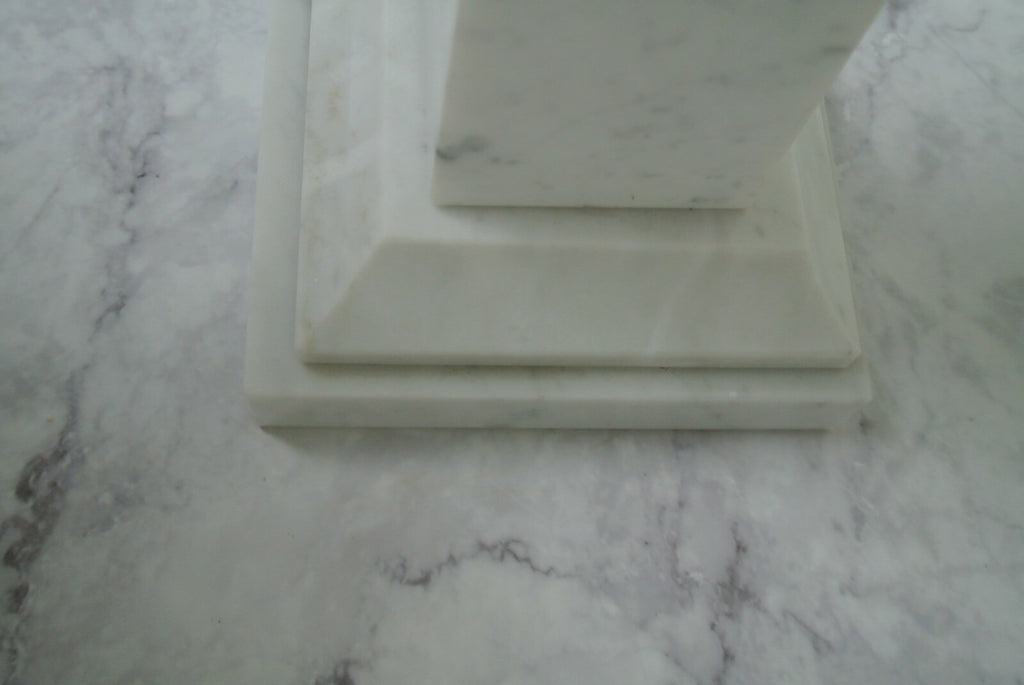 Vtge Italian White Carrara Marble & Green Crackled Hand Blown Glass Table Lamp
