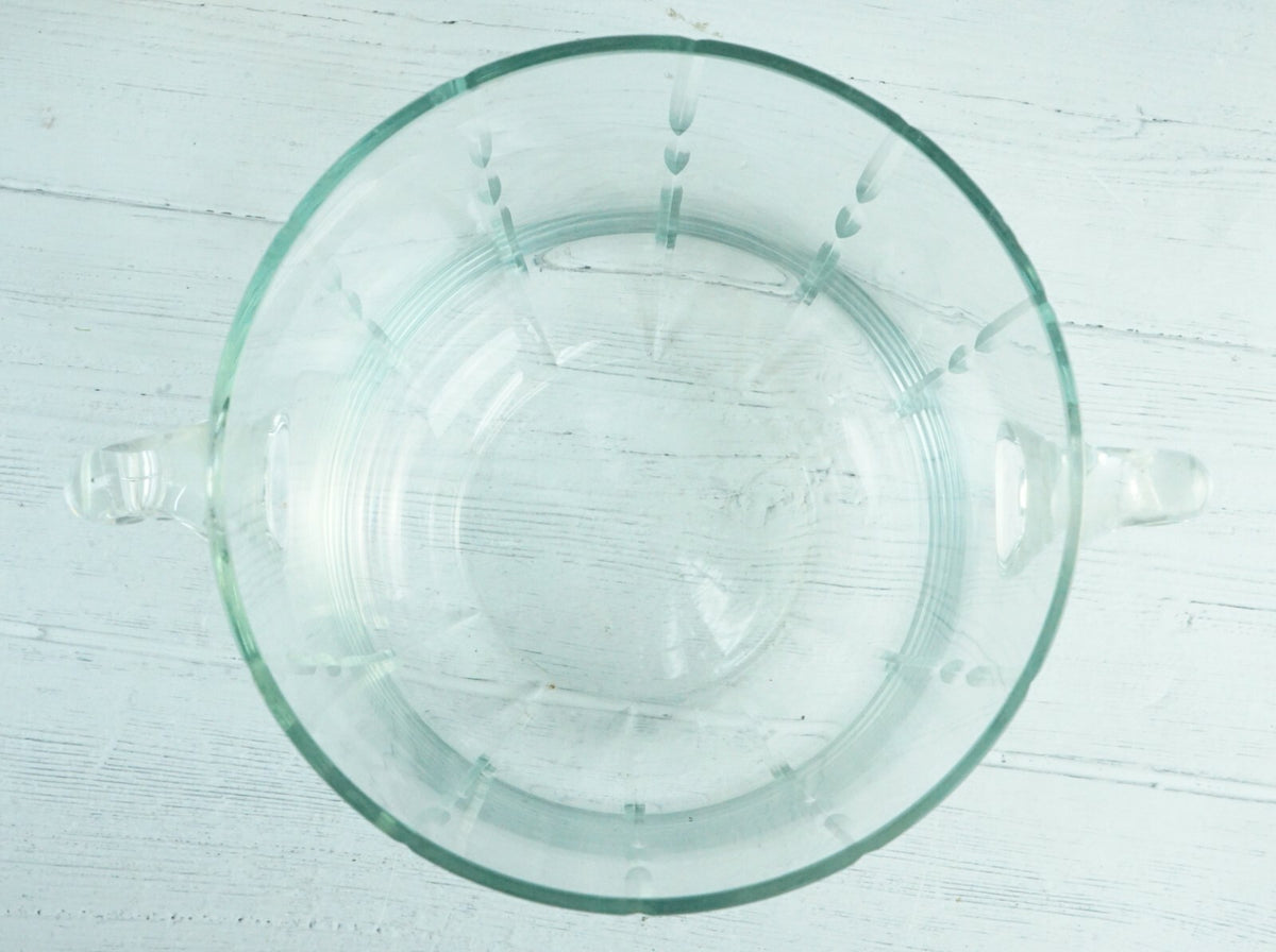 Vintage Ice Bucket Clear Cut Glass Handled Home Decor Serving Glass