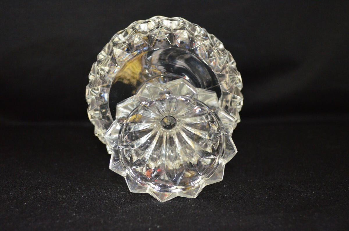 Gillinder Pressed Glass Lidded Pedestal Compote Diamond Design Sawtooth